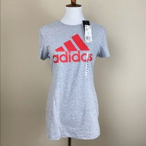 NEW Adidas Womens Shirt Medium Grey Red T-Shirt